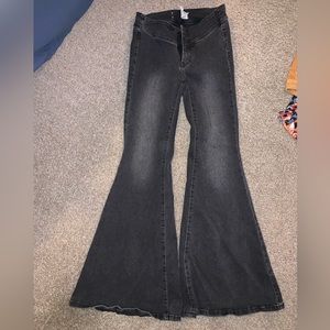 Free people black bell bottom jeans.